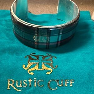 NWOT Rustic Cuff Silver and Blue Plaid Cuff Bracelet